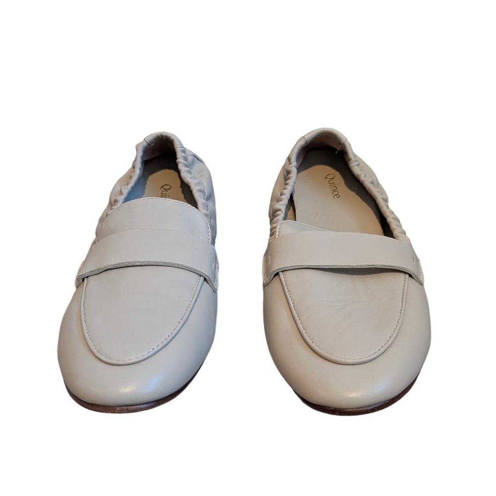 Quince Italian Leather Soft Loafer Cream Leather Elastic Heel Flats Size 7 - Picture 7 of 12